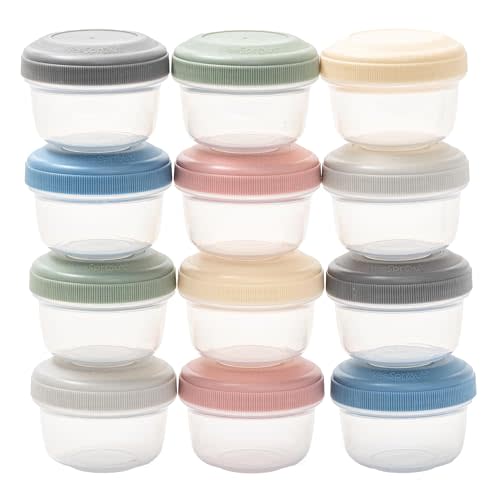 WeeSprout Leakproof Baby Food Storage - 12 Set, Small Plastic Containers with Lids, Lock in Freshness, Nutrients & Flavor, Freezer & Dishwasher Friendly, 4oz Snack Containers (Variety Matte)