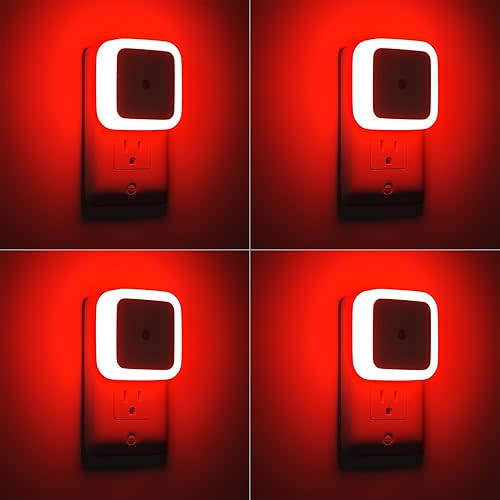 Sujeet Red Night Light, Night Lights Plug into Wall 4-Pack, Nightlight Plug in Night Light, Dusk to Dawn Night Lamp Led Night Light for Bedroom