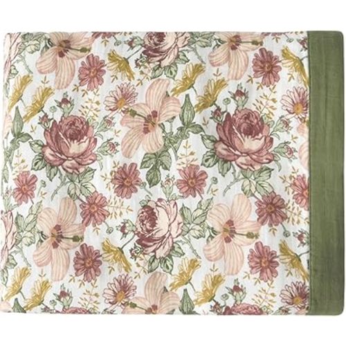 Little Jump Western Wild Flowers Muslin Blanket Baby Quilt - Silky Soft and Breathable Crib Blanket for Daycare - Large 47" x 47" - 2 Layers Toddler Summer Blankets for Girls (Vintage Floral)