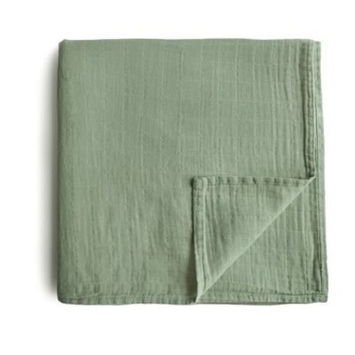 Organic Cotton Muslin Swaddle Blanket Sage One Size