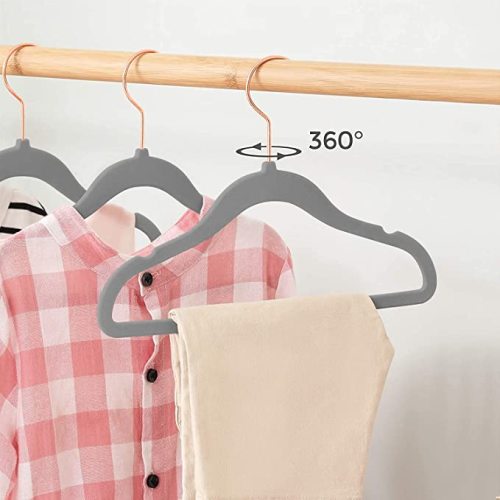 TIMMY Baby Velvet Hangers Non-Slip Baby Clothes Hangers, 11.8” Inch 50 Pack Space Saving Childrens Hangers -360° Swivel Rose Gold Hook, Strong & Durable Infant/Toddler Grey Hangers - Gray - 11.8inch-50pack