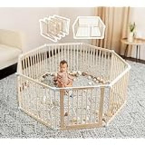 Amazon.com : Conababy Baby Playpen Play Fence Gate Play Pen Wood Large,Playpens for Babies and Toddlers Kids Indoor,Baby Play Yards Gym Area,Baby Day Care Play Pin（160x180CM）… : Baby