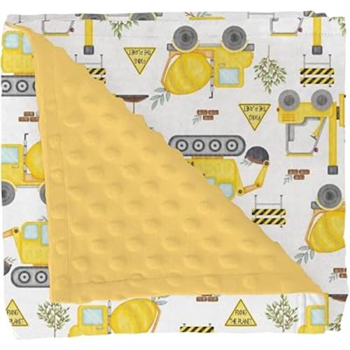 Construction Trucks Planting Baby Blankets for Girl Boy Construction Digger Tractor Builder Trees Soft Mink Dotted Backing Double Layer Swaddle Blanket Bed Throws for Newborn Toddler Crib 30x40