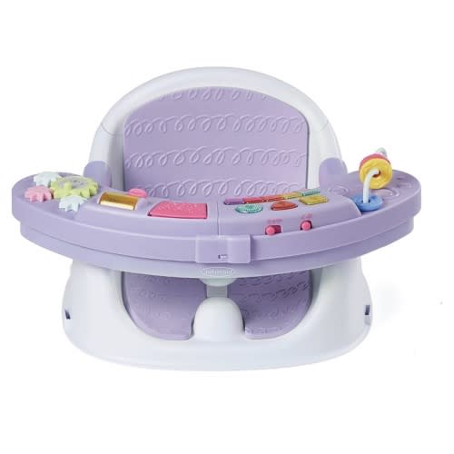 Infantino Music & Lights 3-in-1 Discovery Seat & Booster, Toddler Booster Seat for Dining Table or Kitchen Chair, Baby Activity Center & Snack Tray, Lavender