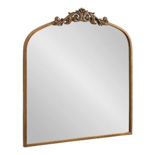 Kate & Laurel All Things Decor 28"x30" Arendahl Traditional Arch Mirror Gold: Baroque-inspired, No Assembly Required