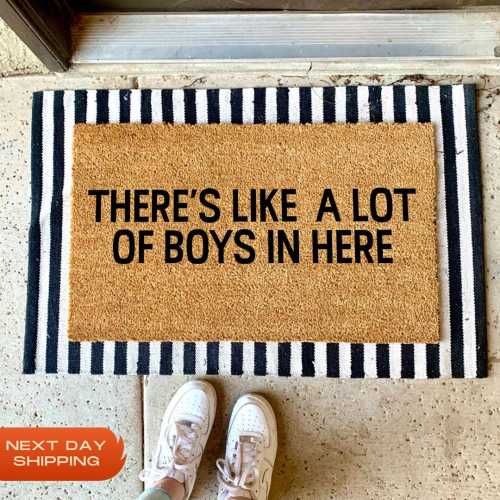 There's Like A Lot of Boys In Here Doormat, Housewarming Gifts, Welcome Doormat, Funny Doormat, Home Decor, Apartment Doormat, Home Doormat
