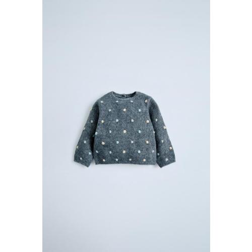 FLORAL QUILTED BONNETDOT KNIT SWEATERKNIT POLKA DOT FOOTED LEGGINGS