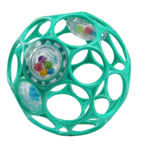 Bright Starts Oball Easy-Grasp Rattle BPA-Free Infant Toy in Teal, Age Newborn and up, 4 Inches