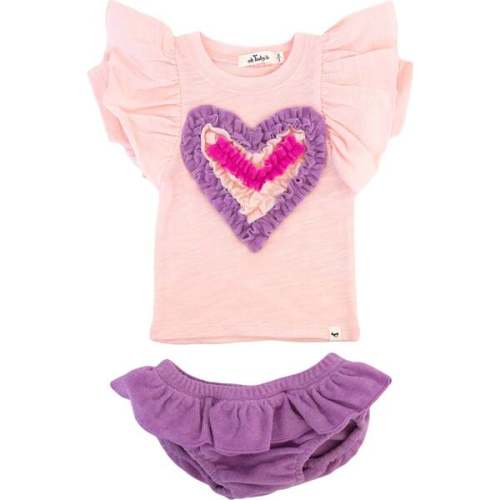 Ruffle Terry Heart BF SS Tee Skirted Tushie Set, Orchid - Oh Baby! | Maisonette