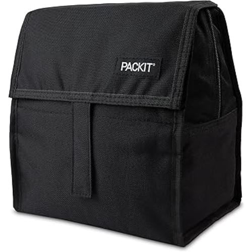Amazon.com: PackIt Freezable Lunch Bag, Black, Built with EcoFreeze Technology, Foldable, Reusable, Zip and Fold Closure with Buckle Handle, Perfect for School and Office Lunches: Home & Kitchen