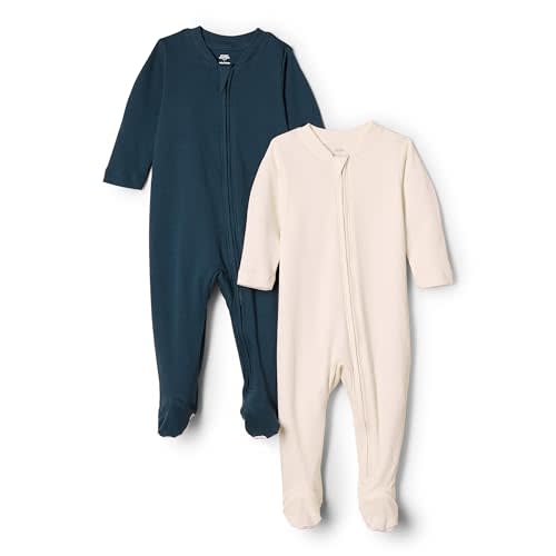 Amazon Essentials x Sofia Grainge Unisex Babies' Cotton Footed Sleep and Play Bodysuit, Pack of 2