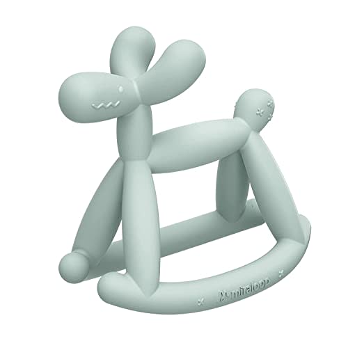 Teething Toy for Baby 0-6, 12, 18 Months Infant, Jellydog Never Drop Food Grade Silicone Rocking Teether, Prevent Choking & Odorless, Less Dust and Hair Adhesion, Baby Gift, Mint Green