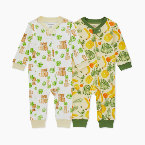Burt's Bees Baby Organic Cotton Footless Sleep & Play PJs (2 Pack) - Cheetah Cub 2 Pk, 0-3 Months