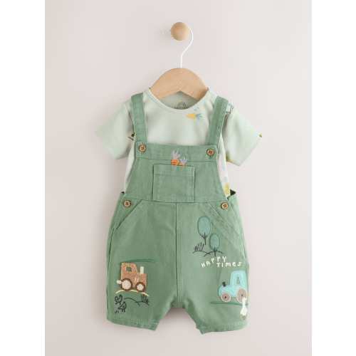 Green Farm Baby Dungarees and Bodysuit Set (0mths-2yrs)