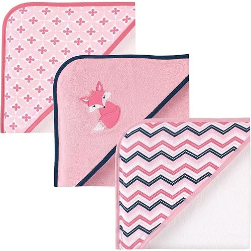 Luvable Friends Unisex Baby Cotton Terry Hooded Towels, Foxy, One Size