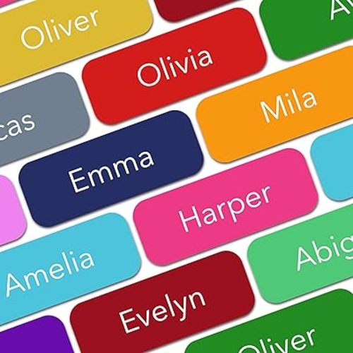 Personalized Name Labels (45 Labels) (1.6" × 0.6") Medium Custom Name Stickers - Waterproof Name Labels for Kids, Toddlers and Parents