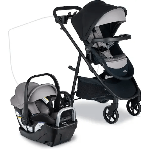 Britax Willow Brook S+ Baby Travel System, Infant Car Seat and Stroller Combo with Alpine Base, ClickTight Technology, SafeWash Insert and Cover, 1 Count, Graphite Onyx