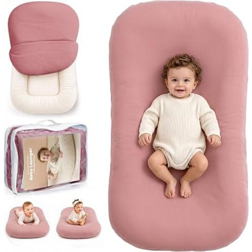 Infant Support Cushion - Soft Cotton Baby Support Cushion for 0-24 Months, Portable Tummy Time Mat for Home and Travel, Supervised Play Cushion, Baby Registry Gift (Includes Removable Gumdrop Cover)
