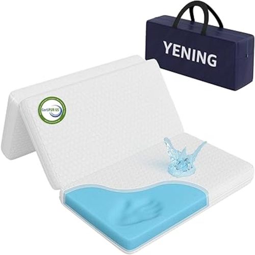 YENING Memory Foam Pack and Play Mattress Trifold - Foldable Crib Mattresses Pad Tri Fold Travel Playpen Matress Portable
