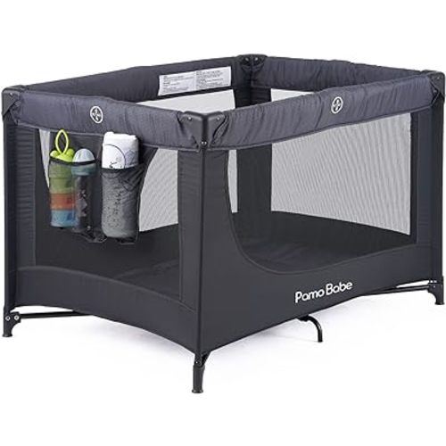 Pamo Babe Portable Crib Baby Playpen with Mattress and Storage Bag