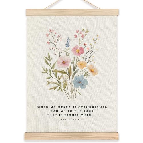 LZYRF Boho Floral Christian Wall Decor, Psalm 61:2 Bible Verse Religious Wall Decor for Church Prayer Room Office, 12x16 Inch