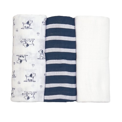 Little Me Baby Boys Puppy Toile Print Muslin Blanket Set