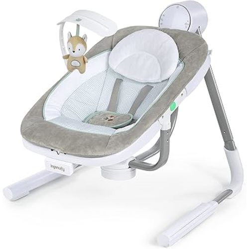 Ingenuity Anyway Sway 5-Speed Multi-Direction Portable Foldable Baby Swing & Infant Seat with Vibrations, Nature Sounds, 0-9 Months 6-20 lbs (Ray)