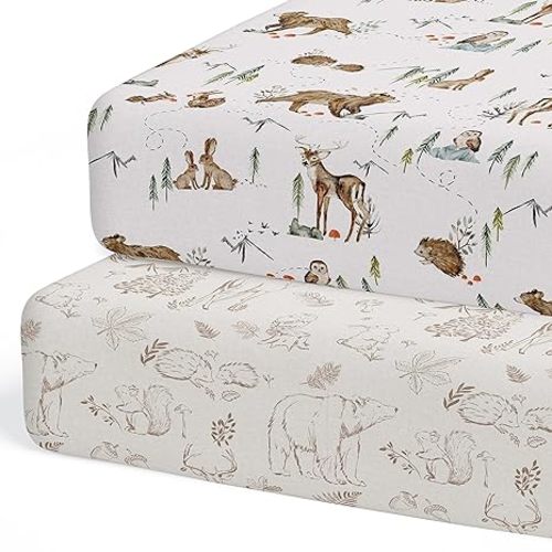 2-Pack Crib Sheet for Standard Crib & Toddler Mattress (Magic Forest) - Premium Fitted Baby Crib Sheets - Buttery Soft Cotton Blend - Crib Mattress Sheets Fitted - Baby Bed Sheets