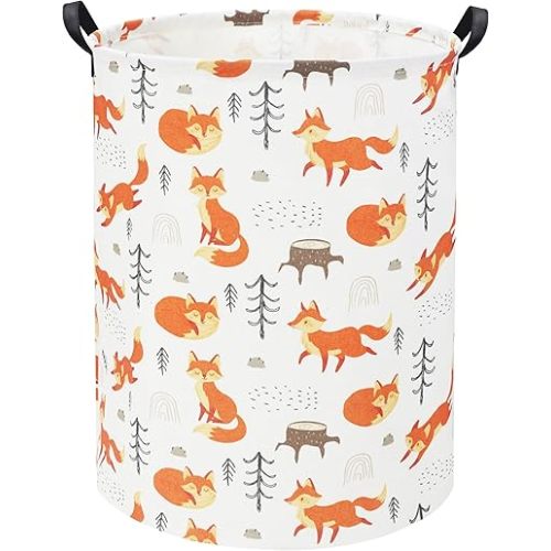 Foxes Kids Laundry Basket Baby Hamper Foxes Toy Storage Bin for Boys Room Decor Baby Nursery Hamper Gift Baskets for Bedroom Bathroom(Foxes)
