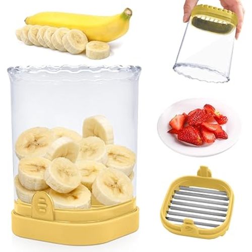 Fruit Slicer Cup: Strawberry Slicer, Strawberries Cutter Cup, Speed Cutter for Banana Grape Egg Kitchen Portable Slicing Tool(Yellow)