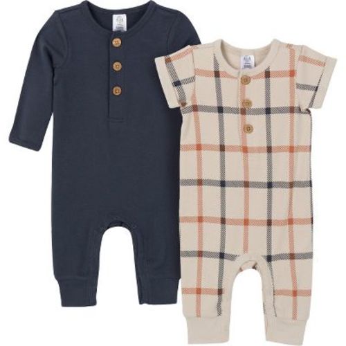 Gerber Baby Boys 2 Pack Long Leg Romper - Rust and Olive - 6-9 Months