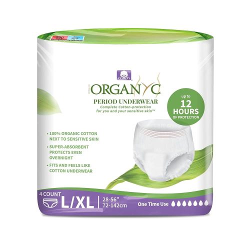 Organyc Certified Organic Cotton Disposable Period Underwear for Sensitive Skin 12 Hours Complete Protection