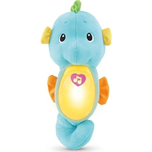 Fisher-Price Musical Baby Toy, Soothe & Glow Seahorse, Plush Sound Machine With Lights & Volume Control For Newborns, Blue