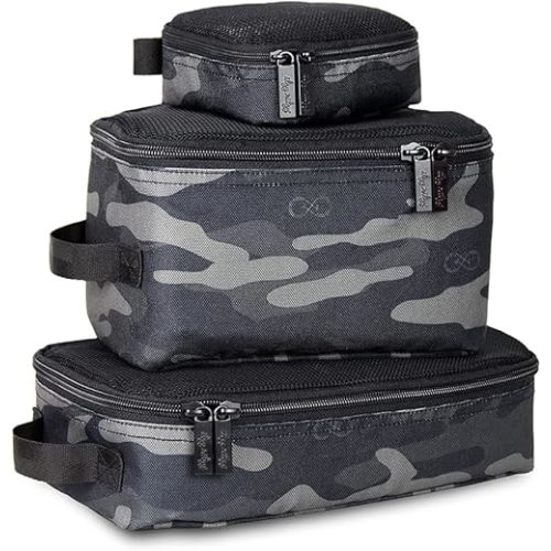 Chelsea + Cole for Itzy Ritzy Packing Cubes – Set of 3 Camo Packing Cubes or Travel Organizers; Each Cube Features a Mesh Top, Double Zippers and a Fabric Handle; Camo