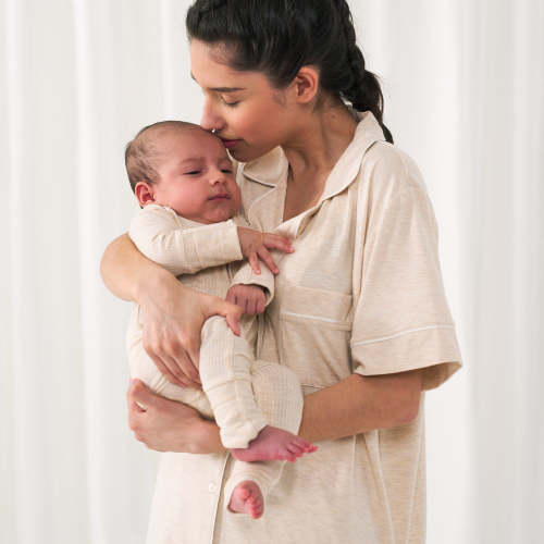 Heather Oatmeal Women's Short Sleeve & Shorts Pajama Set