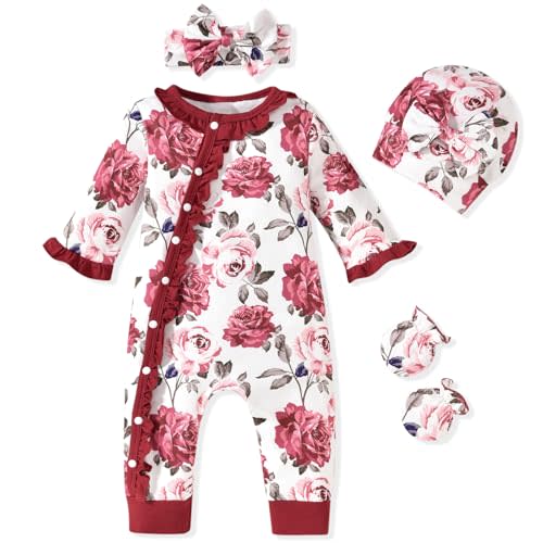 Aalizzwell Baby Girls Romper Outfit Fall Winter Clothes with Accessories
