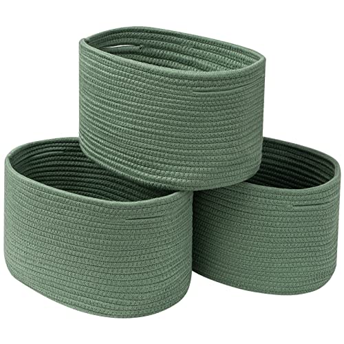 CubesLand Woven Basket for Organizing/Storage,Cube Shelf Closet Storage Baskets Bins Set 3,Green Basket for Shelves Cotton Rope Basket Soft &Skin-friendly Toy Storage Basket Bin,Stylish Decor Basket