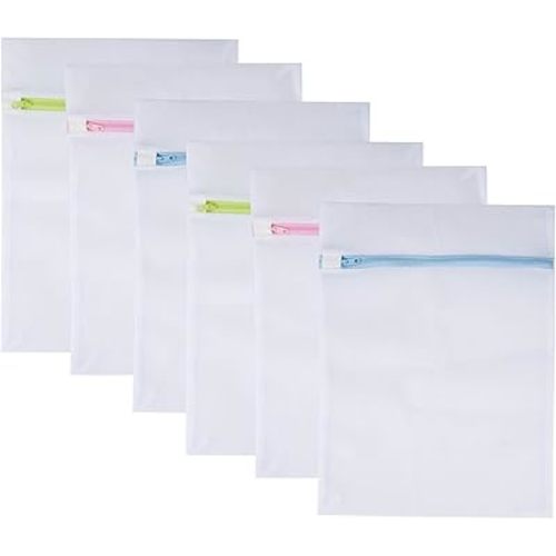 Mesh Laundry Bags 6-Pack Medium 16 x 12 Inch Laundry Wash Bag Colorful Zipper for Delicates, Blouse, Hosiery, Stocking, Underwear, Bra Lingerie, Sweater, Travel Storage Bag