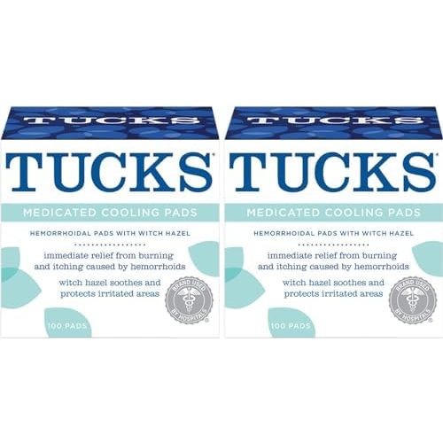 Tucks Medicated Hemorrhoid Cooling Pads. 100 Pads Each (Pack of 2)