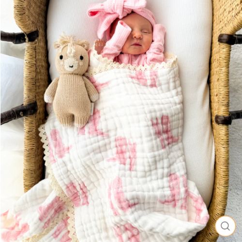 Gauze Blanket | Pink Cowgirl Boots