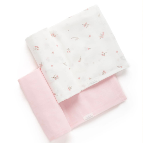 Pink 2 Pack Blossom Muslin Wrap - Baby Swaddles - Purebaby - Purebaby