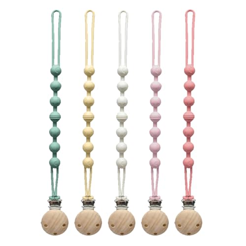 Pacifier Clip for Boys Girls - MORIBOX 5 Pack Paci Clip Soothie Baby Binky Holder for Shower Gift Birthday