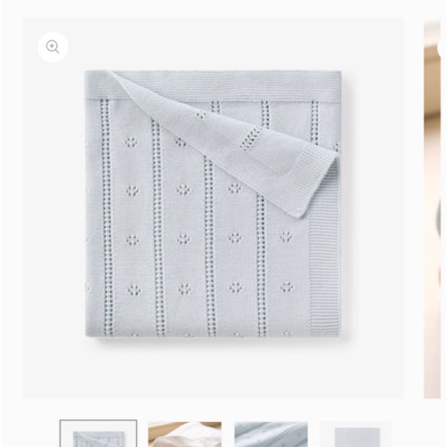 Pale Blue Pointelle Knit Baby Blanket – Elegant Baby