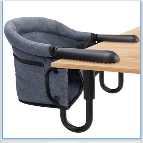 Hook On High Chair - Portable & Foldable for Babies 6-36 Months, Family & Travel Use with Carry Bag (Grey)