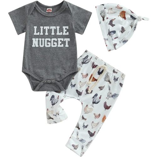 Kayotuas Newborn Baby Boy Girl Clothes Cute Romper Bodysuit + Pants + Hat/Headband Western/Ocean 3 Piece Coming Home Outfits