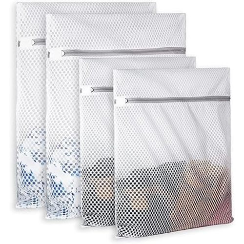 Extra Large Honeycomb Mesh Laundry Bag125gsm Net Fabric Durable and Reusable Delicate Wash Bag,Travel Organization Bag for Lingerie,Clothes,Jeans,Bath Towel,Sock (Set of 4(2L+2XL))