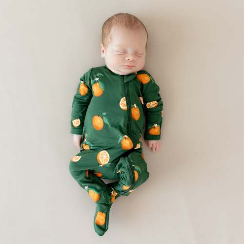 Zippered Footie in Orange - 6+m
