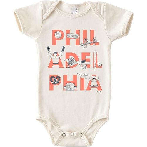 MAPTOTE Font One Piece-Unisex Baby Organic Cotton Short Sleeve Bodysuits-Various Sizes 3-18 Months-City Specific-Made in USA