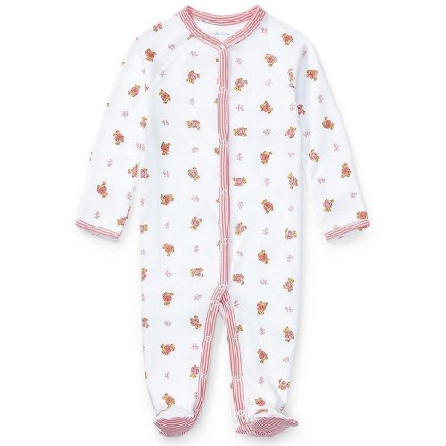Ralph Lauren Baby Girls Newborn-9 Months Long Sleeves Polo Bear Footie Coverall