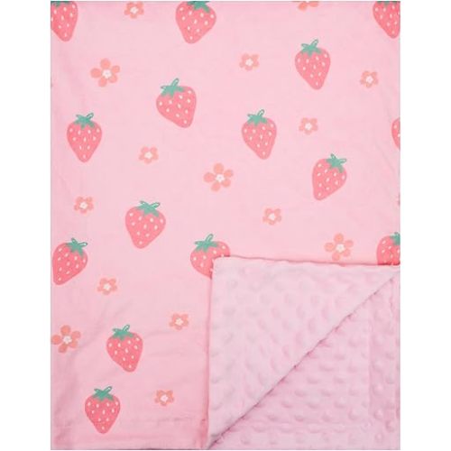 Baby Blanket for Boys Girls Super Soft Double Layer Minky with Dotted Backing Cute Cow Crib Receiving Blanket Bed Throws for Newborns Nursery Stroller Toddler 30 x 40 Inch (Strawberry)